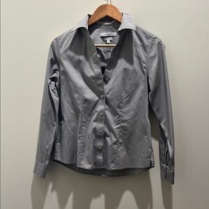 Foxcroft Gray Button Down Shirt Tailored Fit